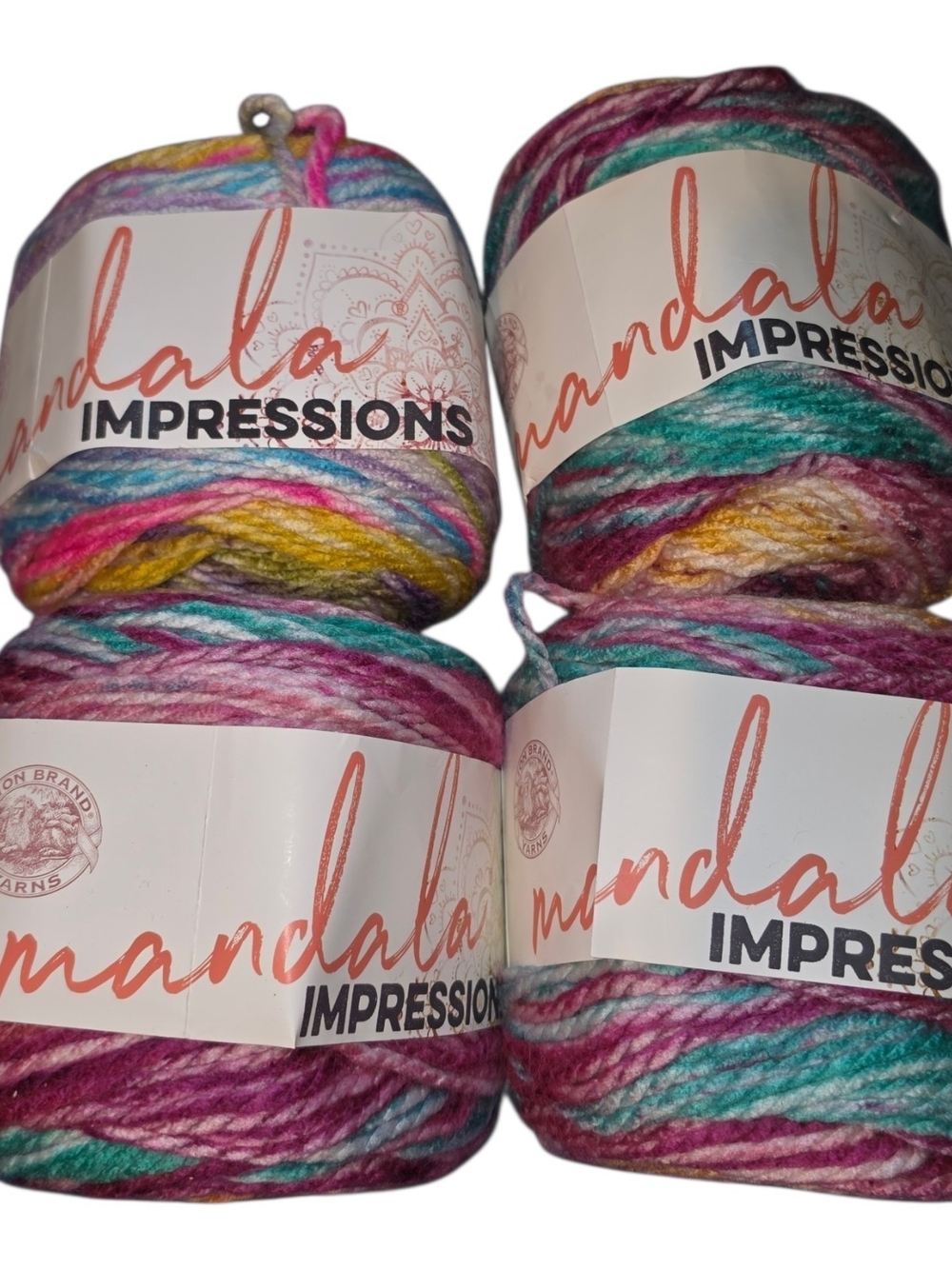 Lion Brand Mandala Impressions Yarn Lot of 4 Sunset Wildflower Multicolor